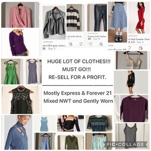 Bundle of 28 Pcs Clothing dresses tops skirts Express American Eagle Forever 21